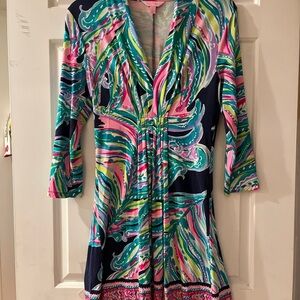 Lilly Pulitzer Navy and Multicolor Long Sleeve Dress